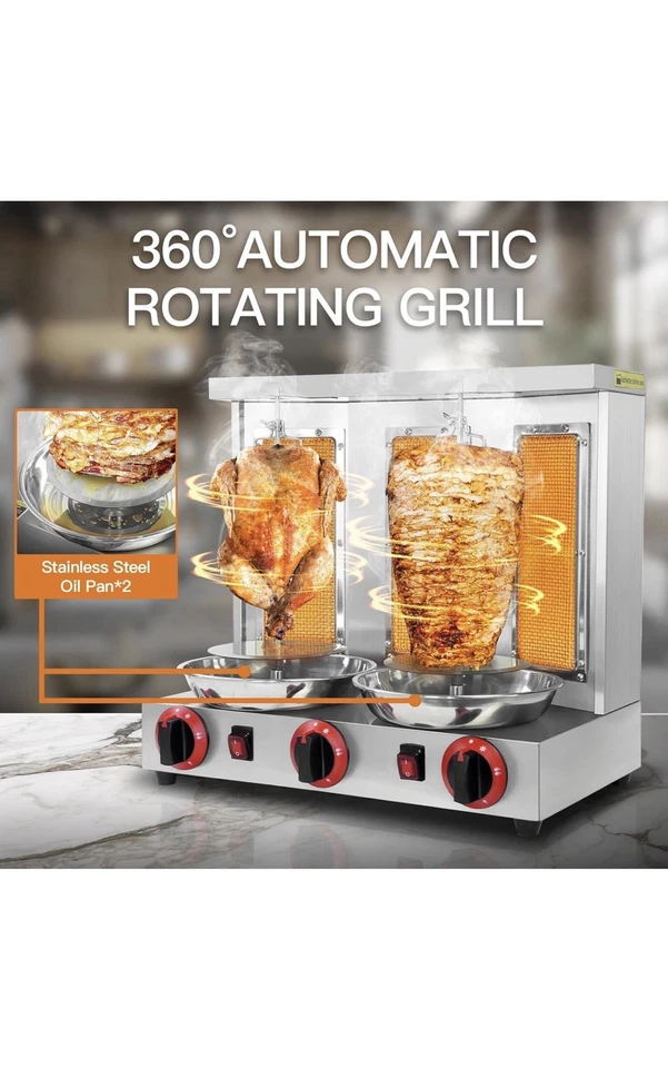 3burner Shawarma Grill Machine Gas Vertical Rotisserie Chicken Machine 30 LB Cap - Image 4 of 4