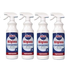 4 x Nilco Professional Nilglass Glass & Mirror Cleaner (Trigger Spray) - 4 x 1L