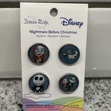 Nightmare Before Christmas Buttons Disney Dress It Up 4 Pack New