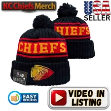 ⭐️⭐️⭐️⭐️⭐️ New ERA NFL KC Chiefs Lined Knit Stocking Cap Hat w/ Pom 🏈 (331183)