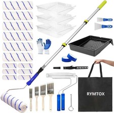 New 33PCS Paint Roller Kit with Extension Pole 24 FT 9"  4" Rollers Carry Bag 4