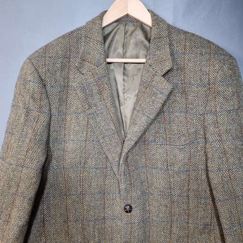 Harris Tweed Pure New Wool Jacket Size 42L Jacket Green Red Blue Window Pane - Picture 2 of 9