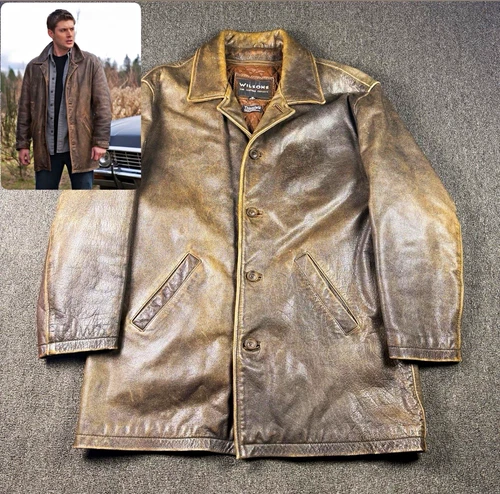 Rare Dean Winchester Supernatural Wilsons Leather Jacket Vintage Brown M - product listing photo