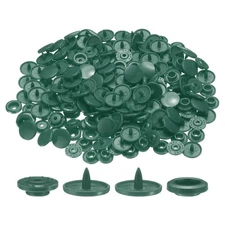 200 Set Plastic Snaps T5 Round Resin No-Sew Button Fasteners Kit Dark Green