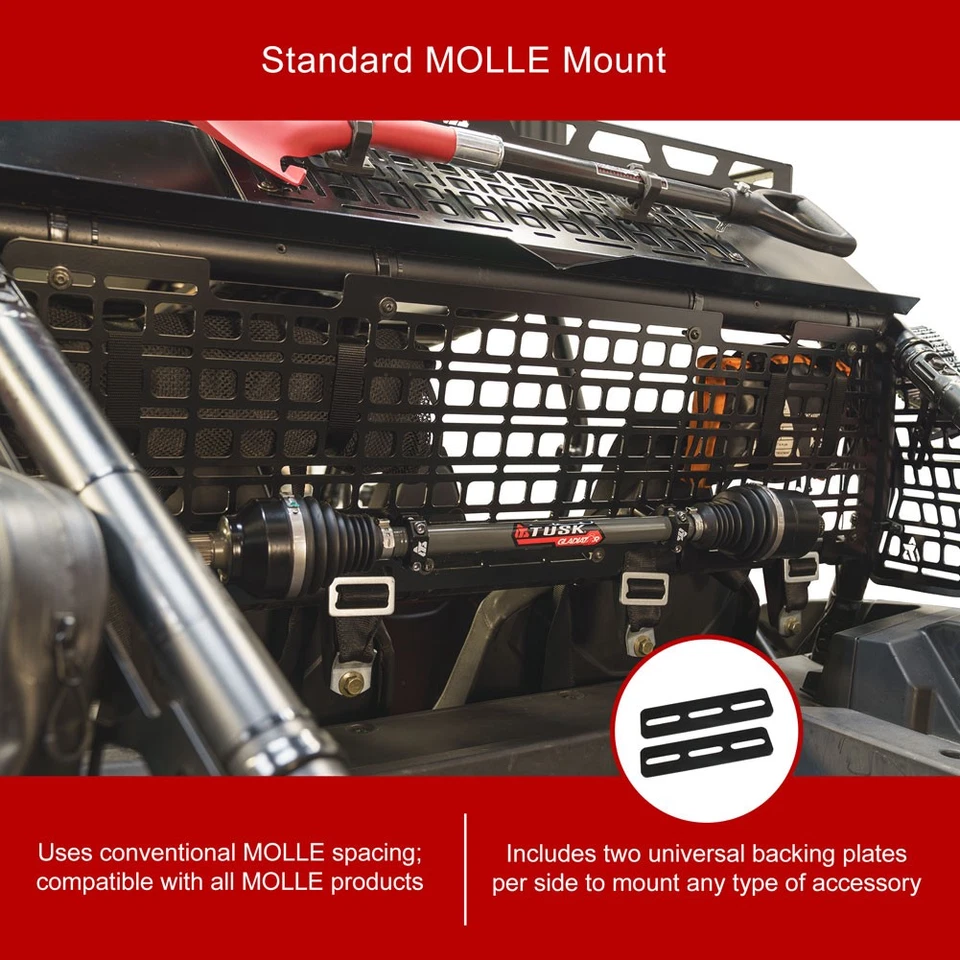 Tusk Aluminum MOLLE Panel Rear Window Rack for Polaris RZR XP 1000/4 1000 Foto 3 de 4