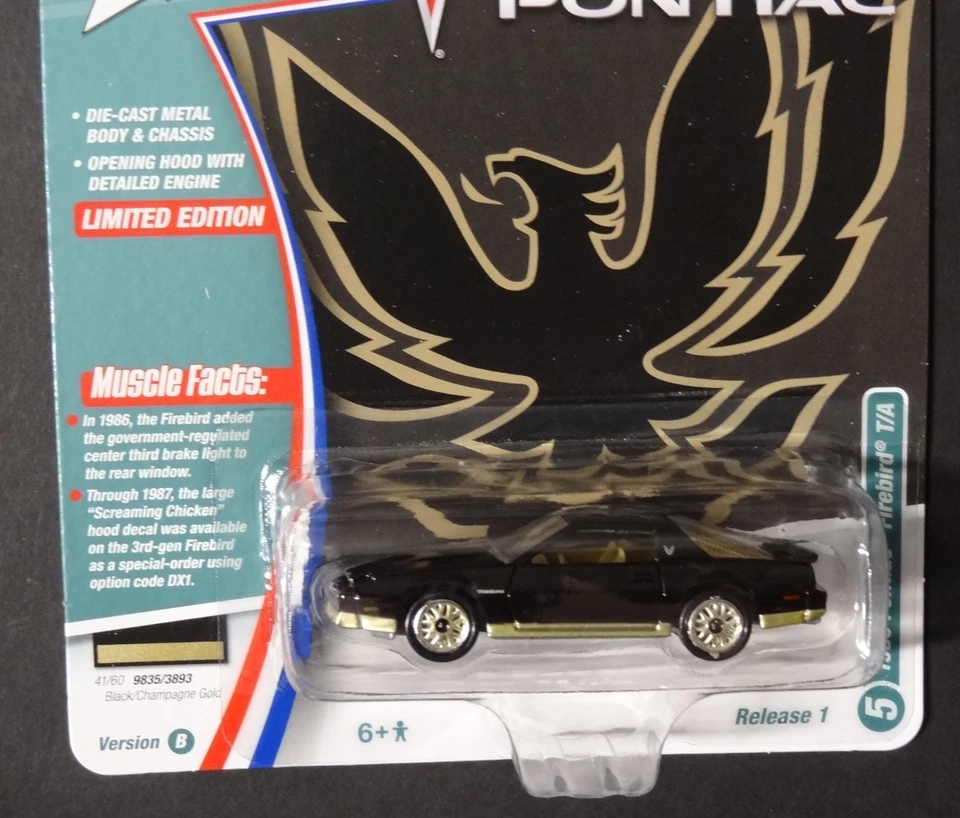 JOHNNY LIGHTNING - MUSCLE CARS BLACK - 1986 PONTIAC FIREBIRD TRANS AM - R1 VB - Image 2 of 2