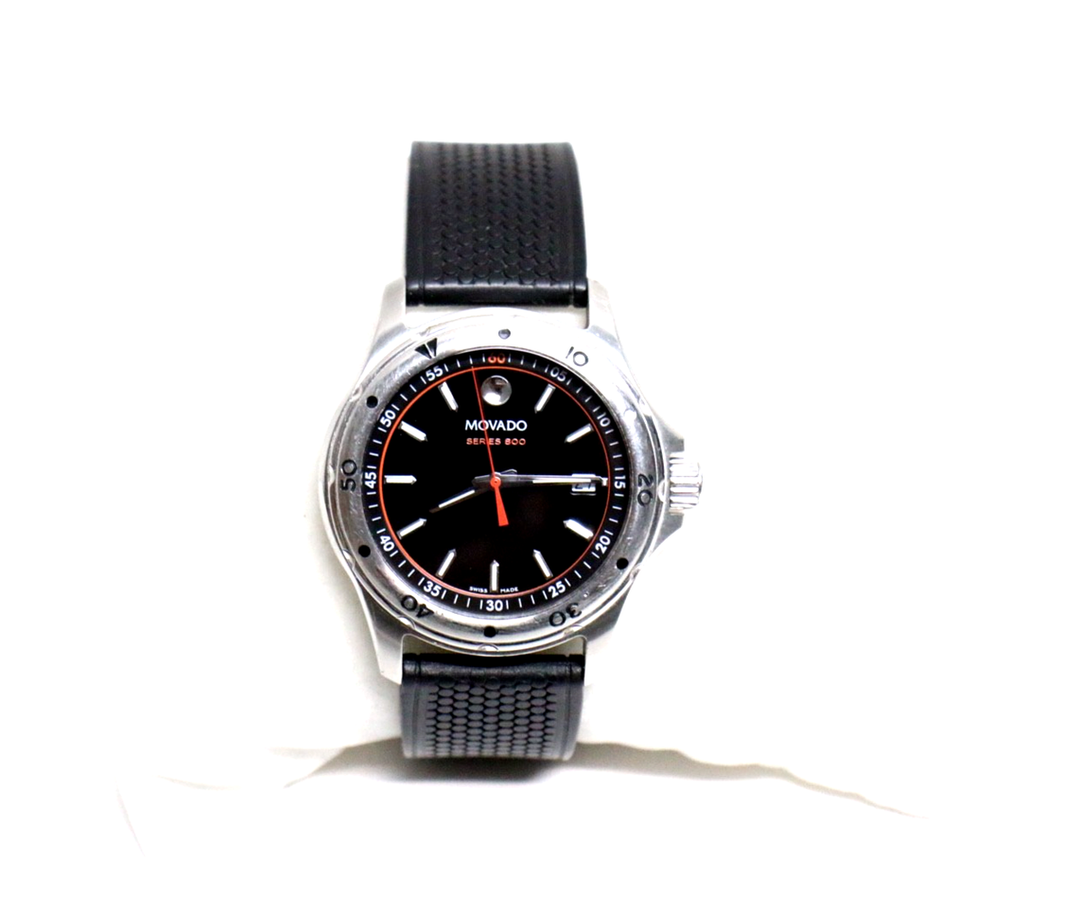 Movado 800 Series Black/Orange Stainless Steel Men's Watch
