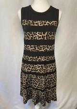 Michael Kors Womens Dress Size S  Sleeveless Cheetah Print Black Sheath Career