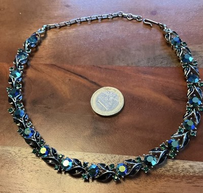 Lisner USA Vintage Collier Aurora Borealis 50er-60er Jahre in Türkis/petrol