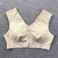 Tommie Copper Sports Bra Womens Extra Large Beige Zip Front Shoulder Support