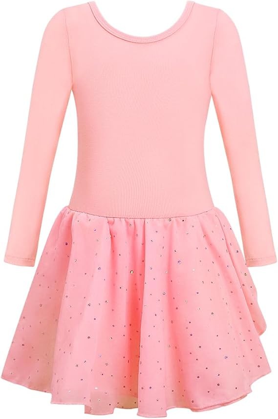 Body de ballet con falda tutu Vestimenta de bailarina Manga larga Rosa 150 cm