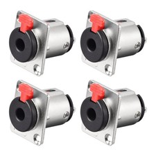 4Pcs 6.35mm 1/4" Female Stereo TRS Audio Socket Jack Connector Panel/Chassis