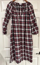 Petite Plume Classic Red Plaid Women's Christmas Long Nightgown Sz M 100 Cotton