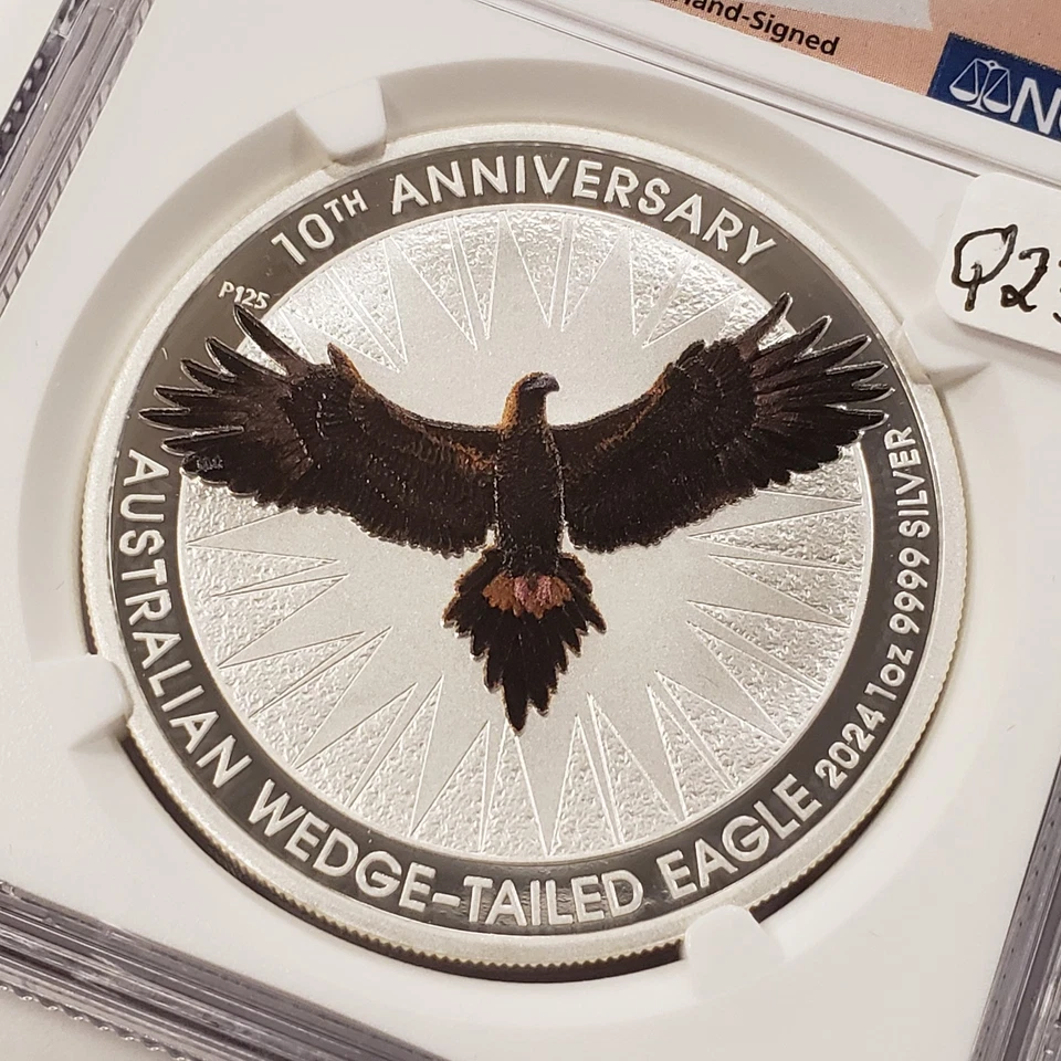 2024-P125 $1 Australia 1 oz Silver Wedge Tailed Eagle Mercanti NGC MS 70 - Q2352 - Image 3 of 4
