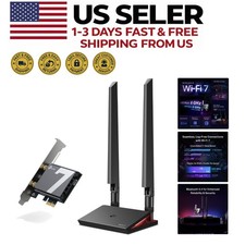 WiFi 7 PCIe Card Tri-Band w/ Bluetooth 5.4 LED Desktop Adapter AMD Intel
