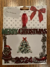 🎄2024 CHRISTMAS TREE ORNAMENT PHOTO PICTURE FRAME SANTA SLEIGH