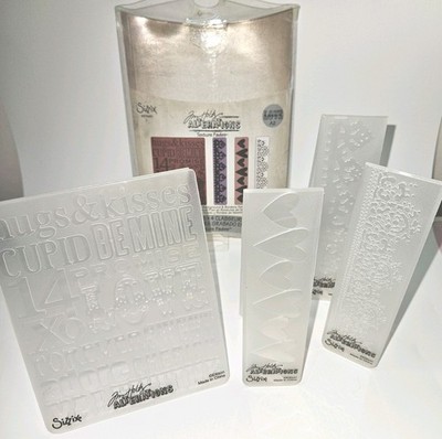 Sizzix Tim Holtz Alterations Texture Fades Embossing Folders Valentine Set Gebraucht