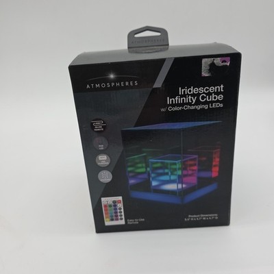 Atmospheres Iridescent Cube LED Desk Lamp 16 RGB Colors Remote NEW Mancave Kids