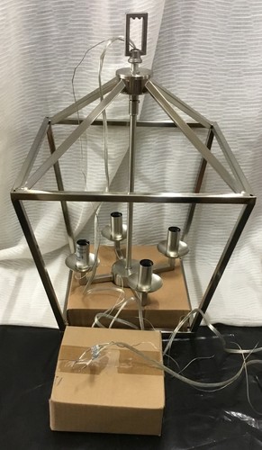 Home Decorators Weyburn 4-Light Brushed Nickel Farmhouse Chandelier 46201 BN - Picture 2 of 2