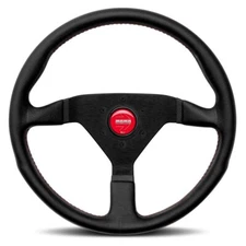 MOMO MonteCarlo 14inch 350mm Genuine Leather Thickened Spoke Steering Wheel-Red