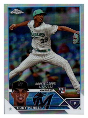 2023 Topps Chrome Update Eury Perez Refractor Rookie Debut #USC175 Marlins