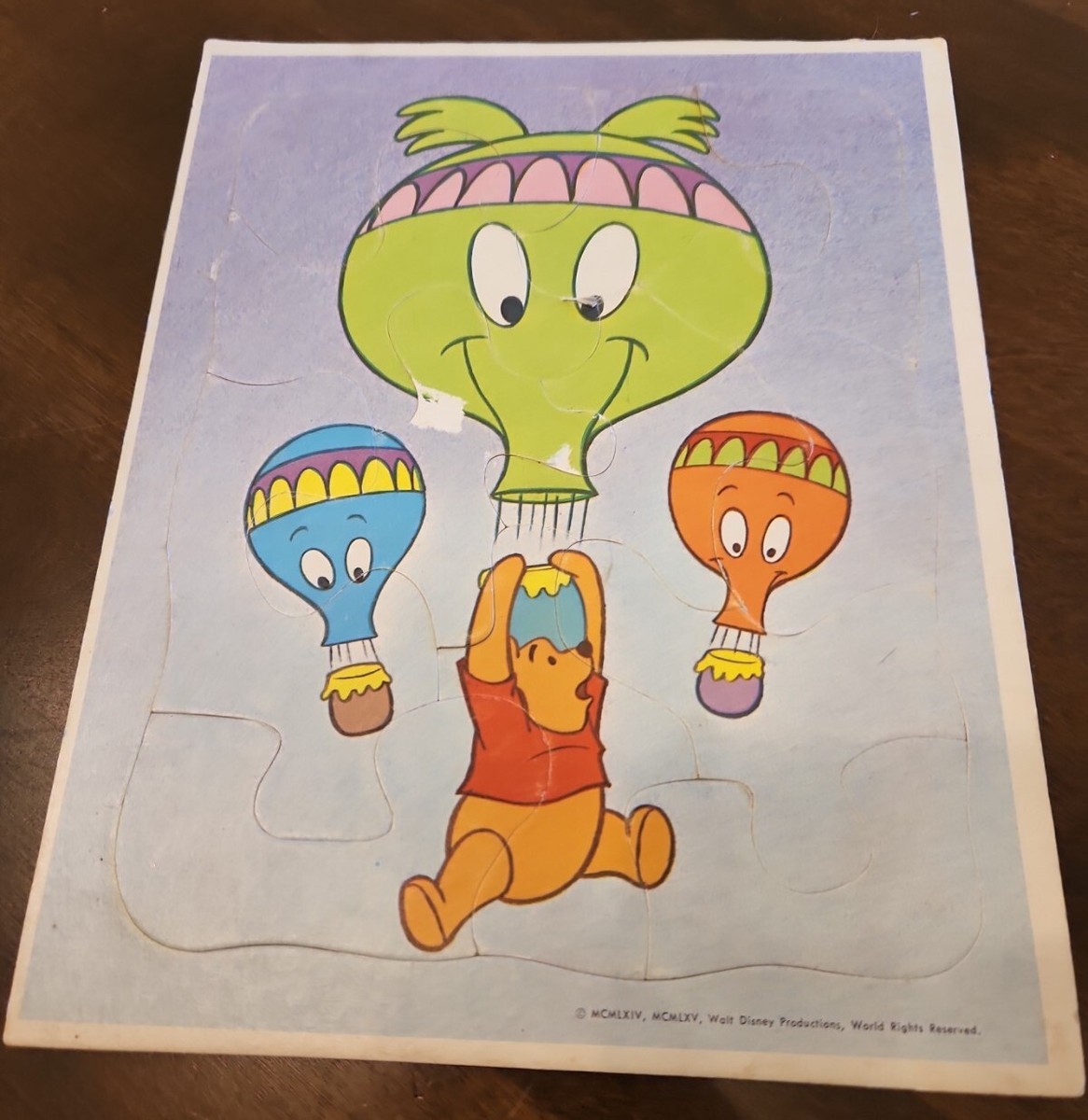 Vintage Disney Winnie Pooh & Heffalumps Cardboard Puzzle hot air