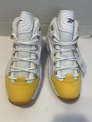 Reebok Question Mid Allen Iverson White Yellow Toe Lakers PE Mens Size 10.5 | eBay