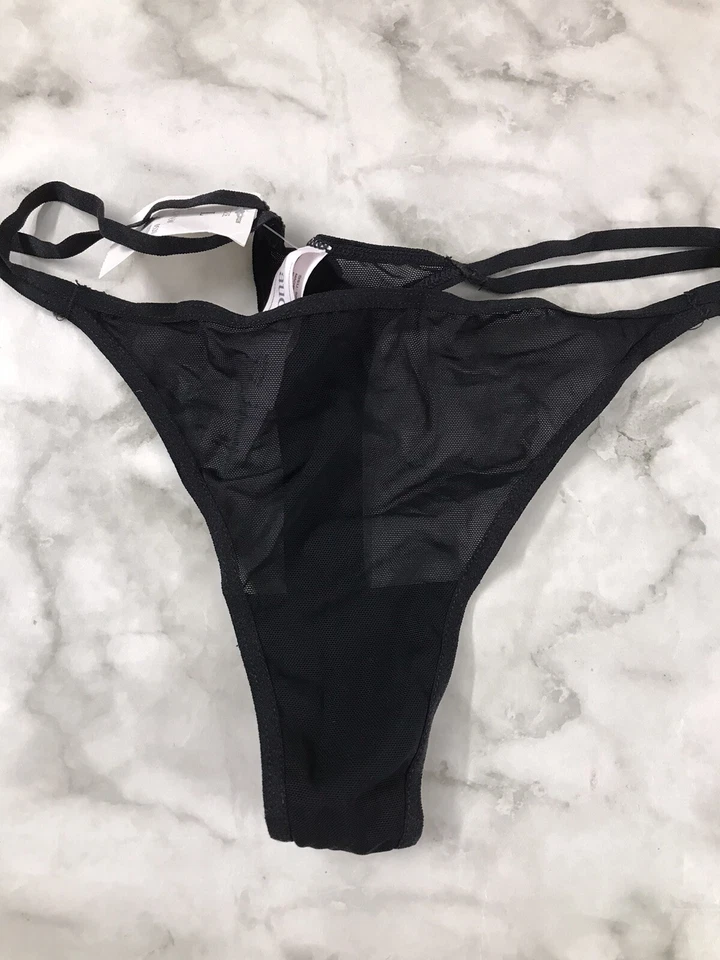 Tanga de malla Auden con correas dobles bragas para mujer negras talla M/L Foto 2 de 4