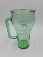 Collectible 1980s Green Coke Coca Cola Whataburger Cowboy Glass with Handle 