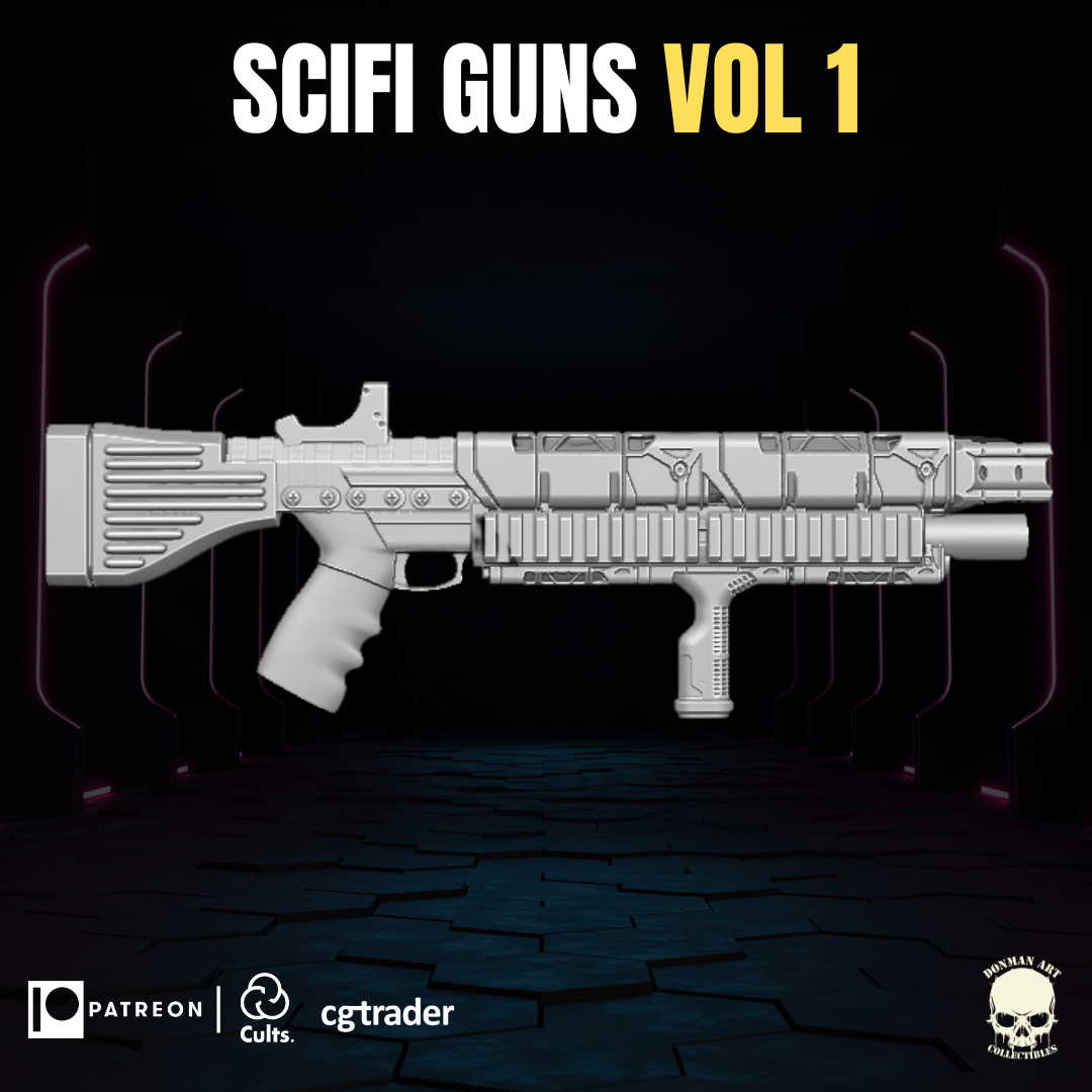 Sci-Fi Rifle style v1 custom weapon for use with 4" 6" 7" 12