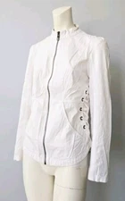 XCVI Full Zip Jacket Women's Size M White Pockets 