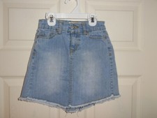 Route 66 blue jean denim skirt Girl's Size 5 Modest Frayed Hem