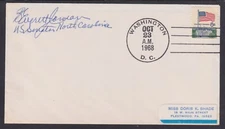 B. Everett Jordan, US Senator from North Carolina, autograph on 1968 cover
