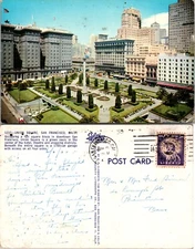 Union Square Gardens and Hotels San Francisco California Postcard