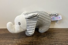 Mary Meyer Baby Gray  White Striped 6.5" Knit Elephant Rattle Plush Toy