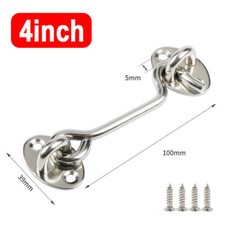 Cabin Hook Eye Door Hold Back Open Gate SILENT Anti Rattle POL CHROME +Screws