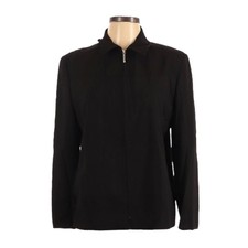 Marella Black Minimalist Contemporary Full Zip Jacket Size 12 Essential