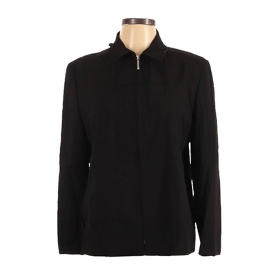Marella Black Minimalist Contemporary Full Zip Jacket Size 12 Essential