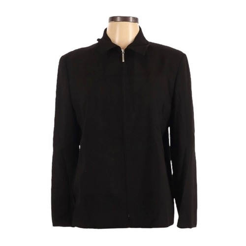Marella Black Minimalist Contemporary Full Zip Jacket Size 12 Essential