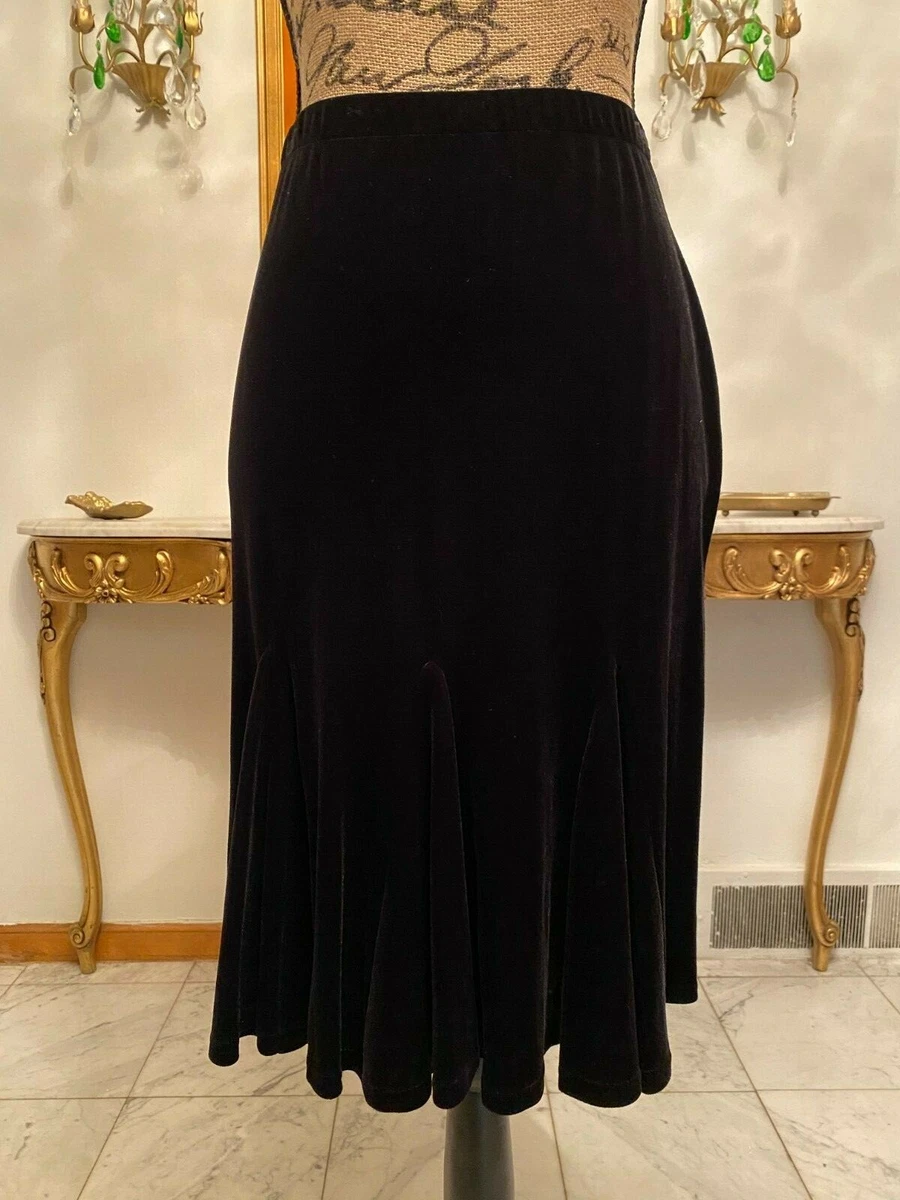 Vintage black cheap velvet skirt