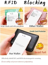 NEMIBAD Credit Card Holder Genuine Leather Small Card Wallet for Women or Men