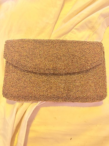 Vintage 1950’s French Brown Evening Bag BEADED - Picture 6 of 9