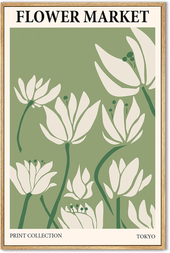 Framed Flower Market Canvas Wall Art Floral Poster Vintage Flower Prints Minimal
