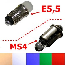 1x 10x LED MS4 E5,5 Lampen Birnen Modellbahn passend für TT H0 Bahn rot warmweiß