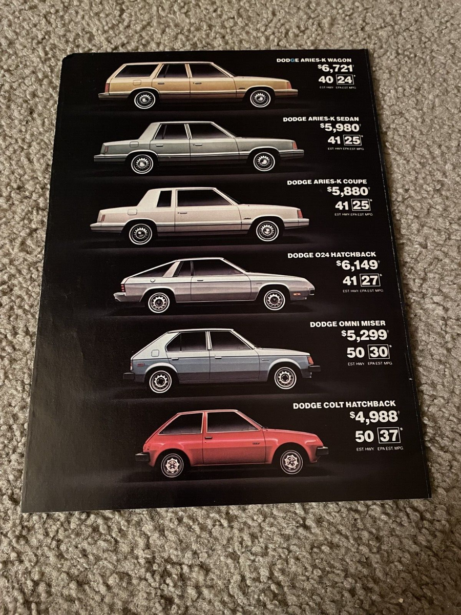 Vintage 1980 DODGE 024 COLT HATCHBACK OMNI MISER ARIES-K COUPE