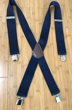 Carhartt Heavy Duty Suspenders Navy Clip On Rugged Adjustable Stretch 1 Size