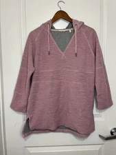 Soft Surroundings Hoodie Womens Medium Pink Sweater Bohemian My Weekend Poncho