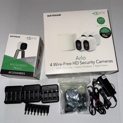 Netgear Arlo Wire-Free Security System VMS3430 | 4 Cameras | Base + Mounts New