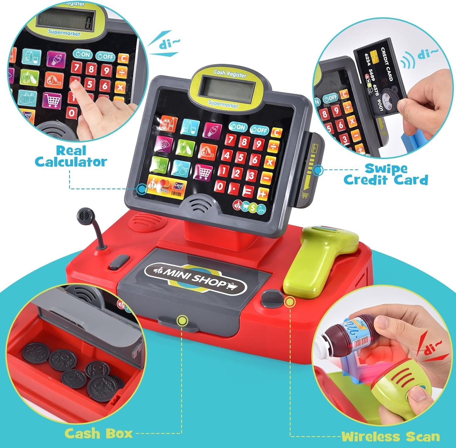 как выглядит G.C Kids Cash Register Toy Pretend Play with Real Calculator Sound... фото