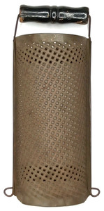 Antique 1800s Thomas Mills Punched Tin Grater With Black Wood Handle Made In USA